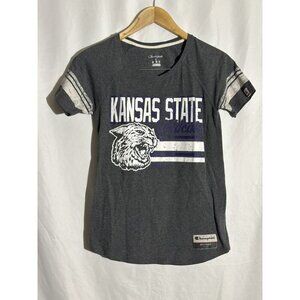 Kansas State Wildcats Womens Tshirt Purple/Charcoal Grey K State Ladies Cotton